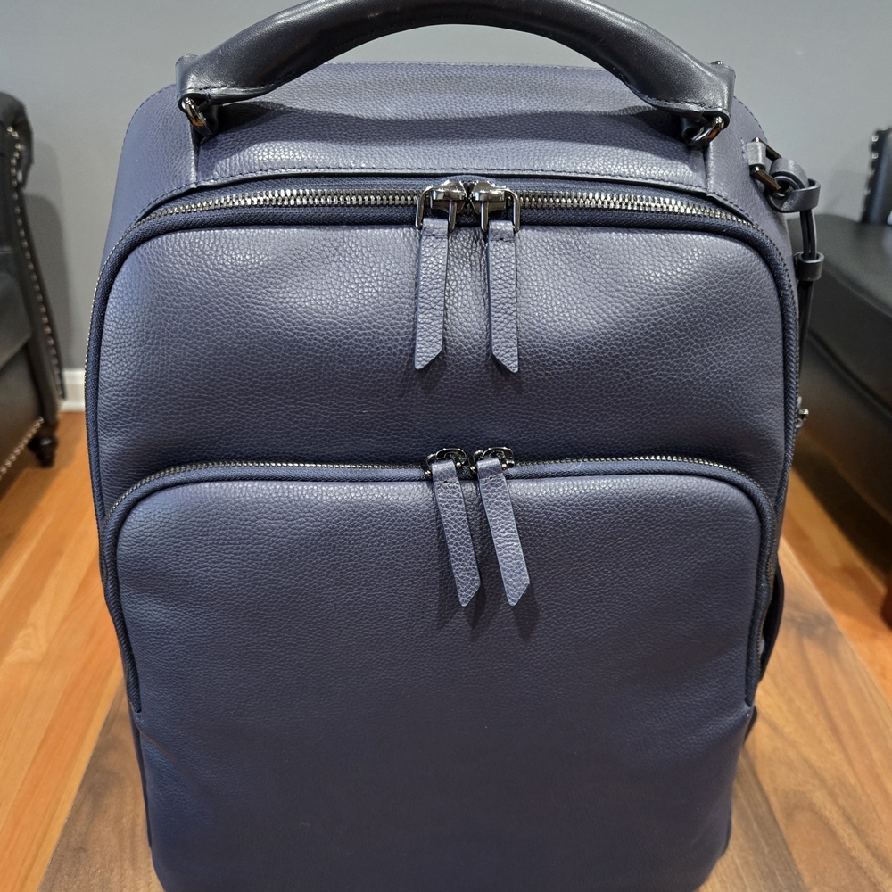 Tumi Navy Gemma Leather Backpack